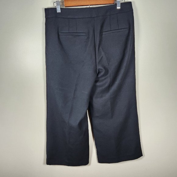 Loft Pants Womens 8 Black Wide Leg Crop Capri Knit Ponte Trouser Slacks Stretch - Picture 8 of 14